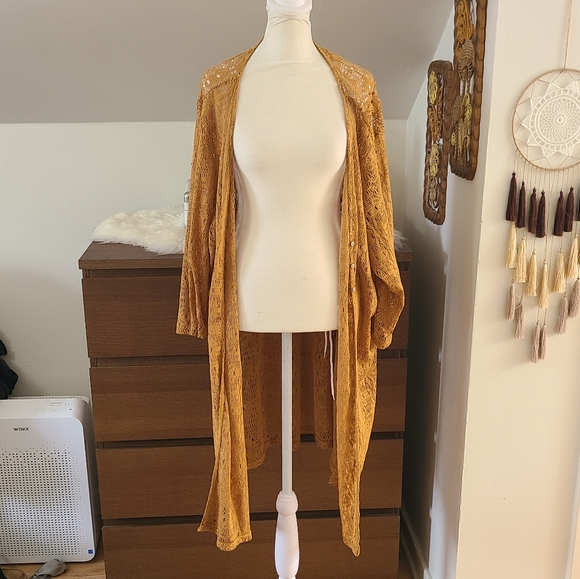 Maurices Lace mustard kimono - Picture 2 of 7